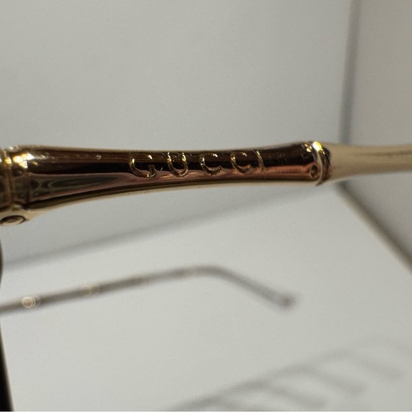 Gucci Black Cat Eye Sunglasses Gold Bamboo Temples w/ Case main image 9